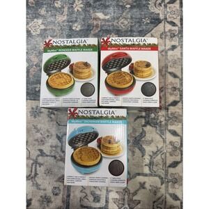 Lot of 3 Nostalgia MyMini Holiday Christmas Waffle Maker Santa Reindeer Snowman